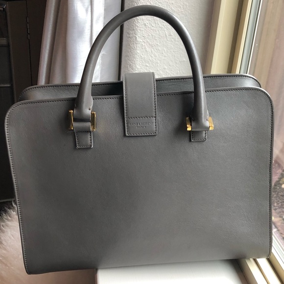 YSL Small Cabas Monogram Fog Gray Smooth Leather - Picture 8 of 8